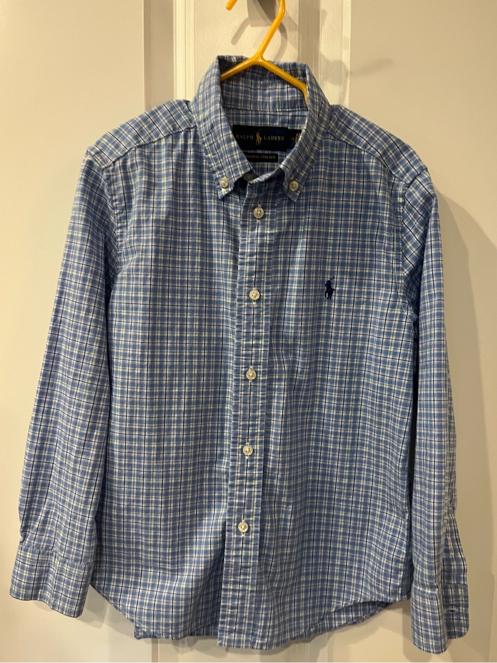 Polo Ralph Lauren Light Blue & White Plaid Button-Down Shirt, boys size 6